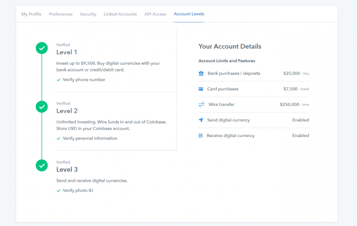 coinbase account limits
