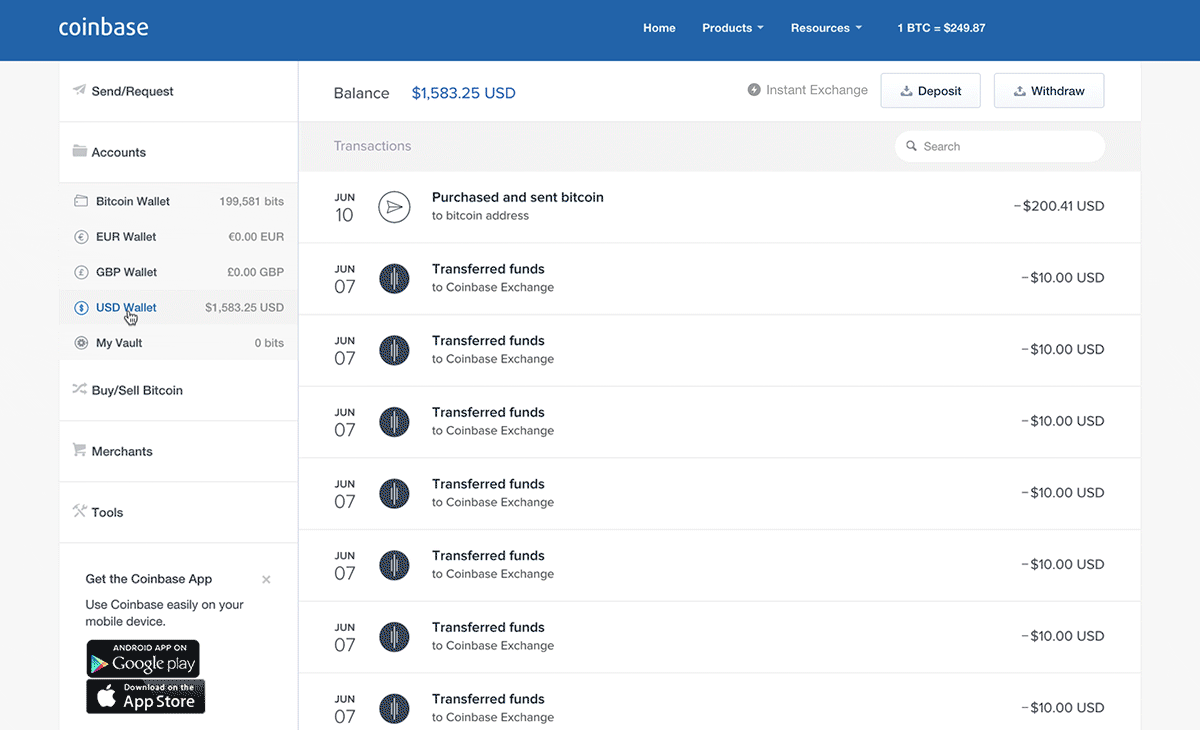 coinbase bank account