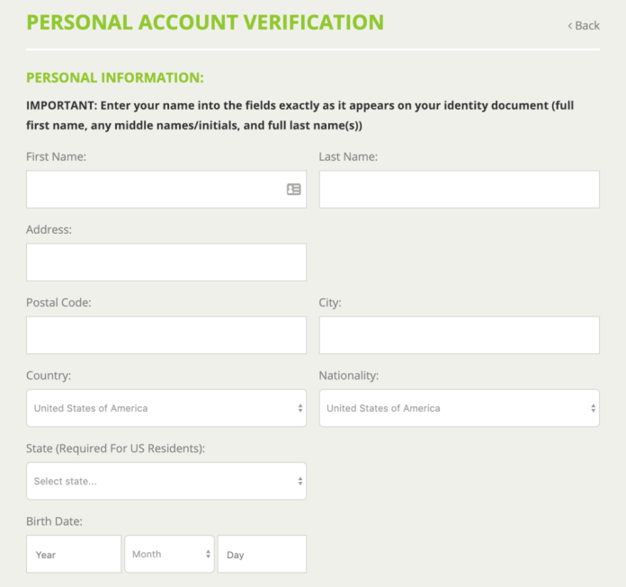 bitstamp personal verification form