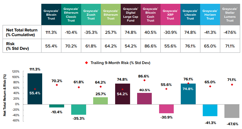 Grayscale Investment Product Performance and Risk YTD19