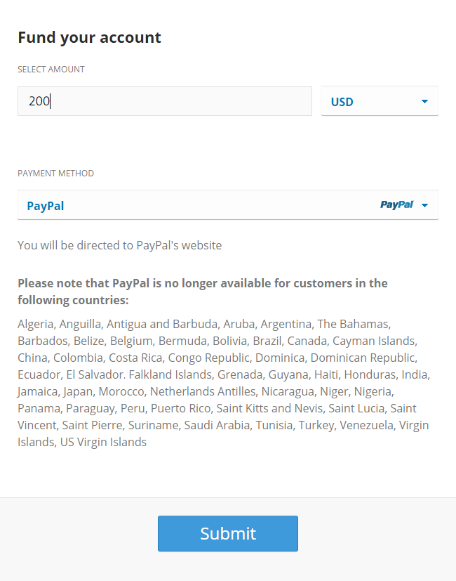 Deposit With Paypal on eToro