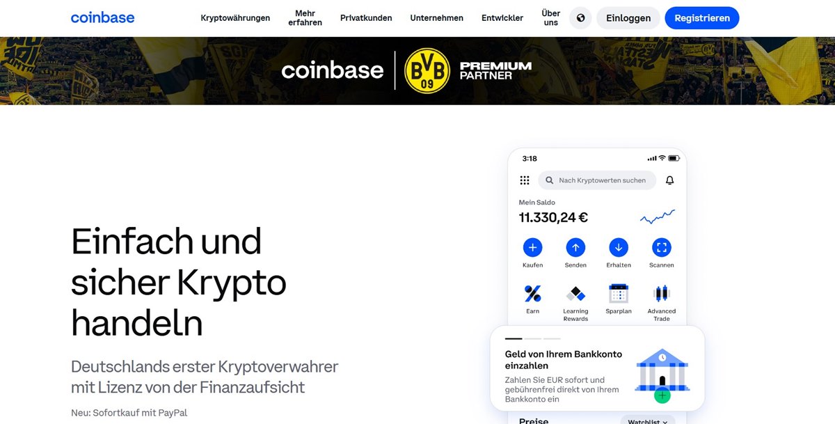 Coinbase – Beste Krypto-Börse für Einsteiger