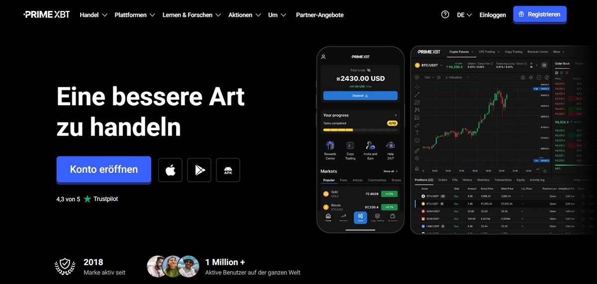 PrimeXBT – Beste Krypto-Börse für Hebel-Trading
