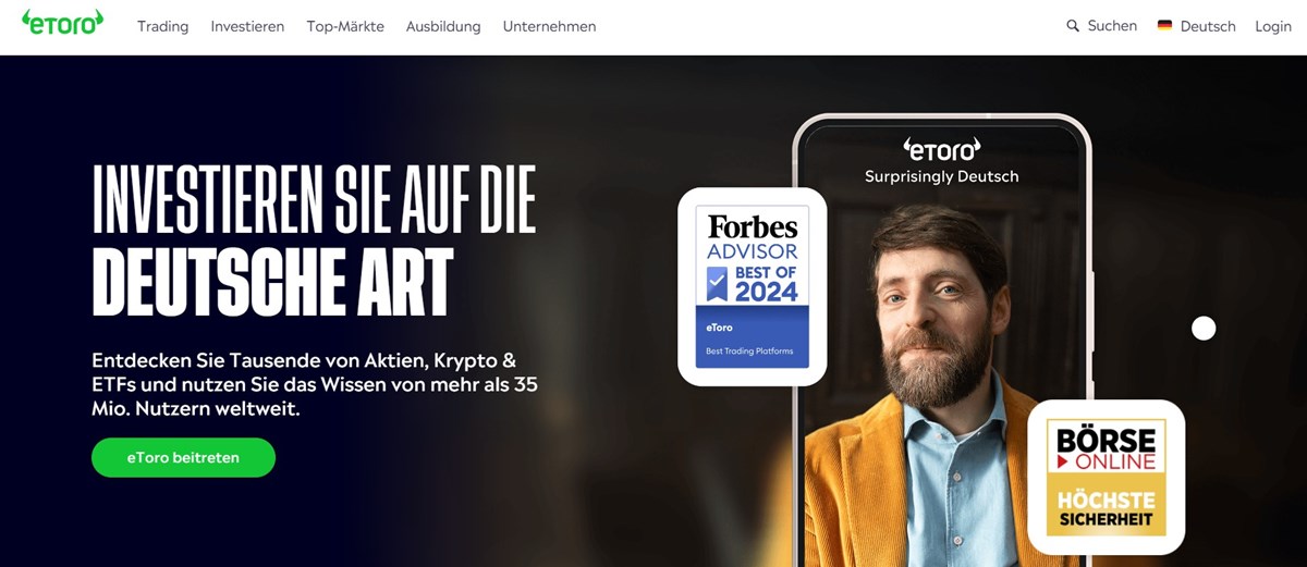 eToro – Beste Krypto-Börse für Copy Trading