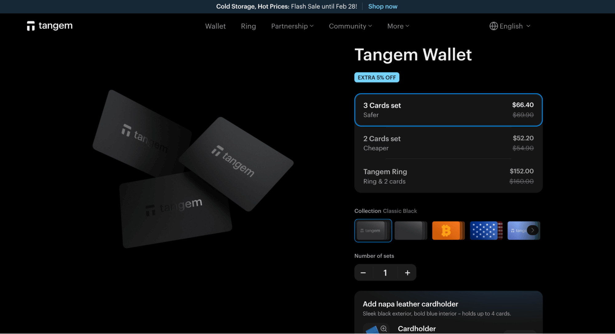 Tangem wallet landing page