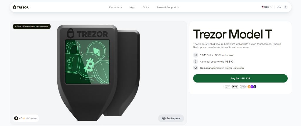 Trezor Model T – Cold Storage