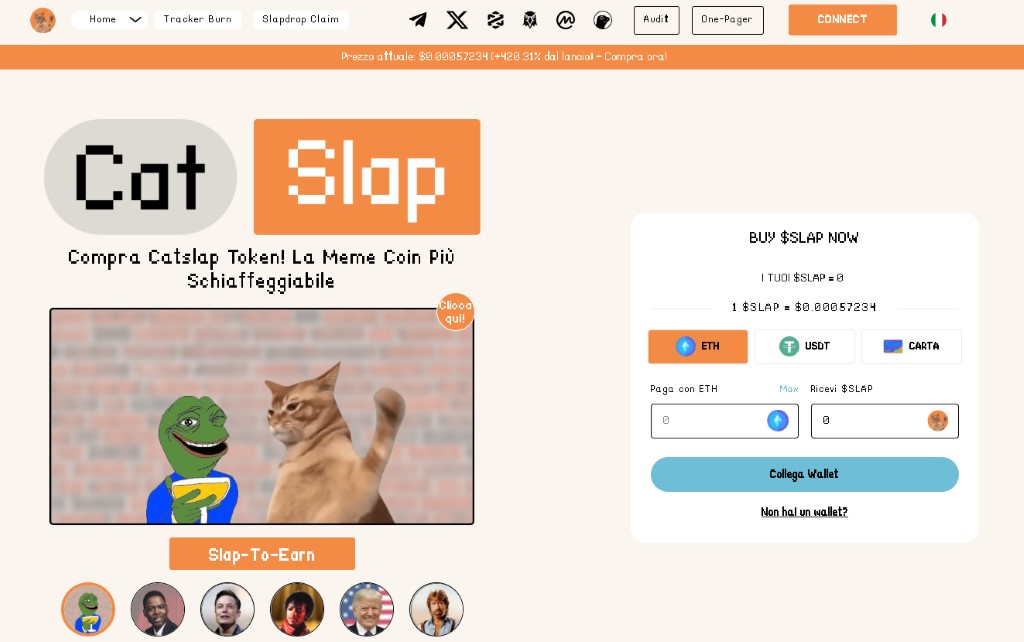 Catslap (CSLAP) — La fusione tra meme coin e giochi P2E