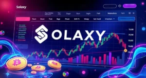 Solaxy (SOLX) の仮想通貨取引インターフェースを示す未来的なデザイン