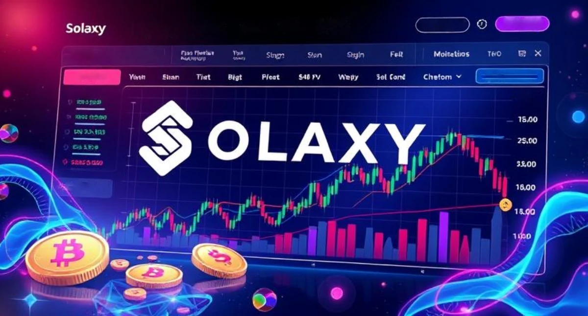 Solaxy (SOLX) の仮想通貨取引インターフェースを示す未来的なデザイン