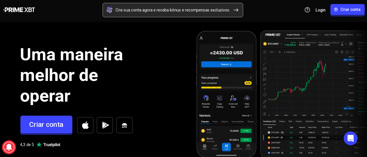 Contratos futuros de criptomoedas Prime XBT