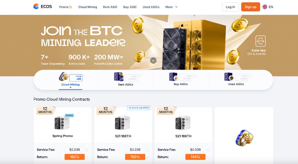 ECOS สร้างสัญญาการขุด Bitcoin ที่ออกแบบตามความต้องการของคุณ
