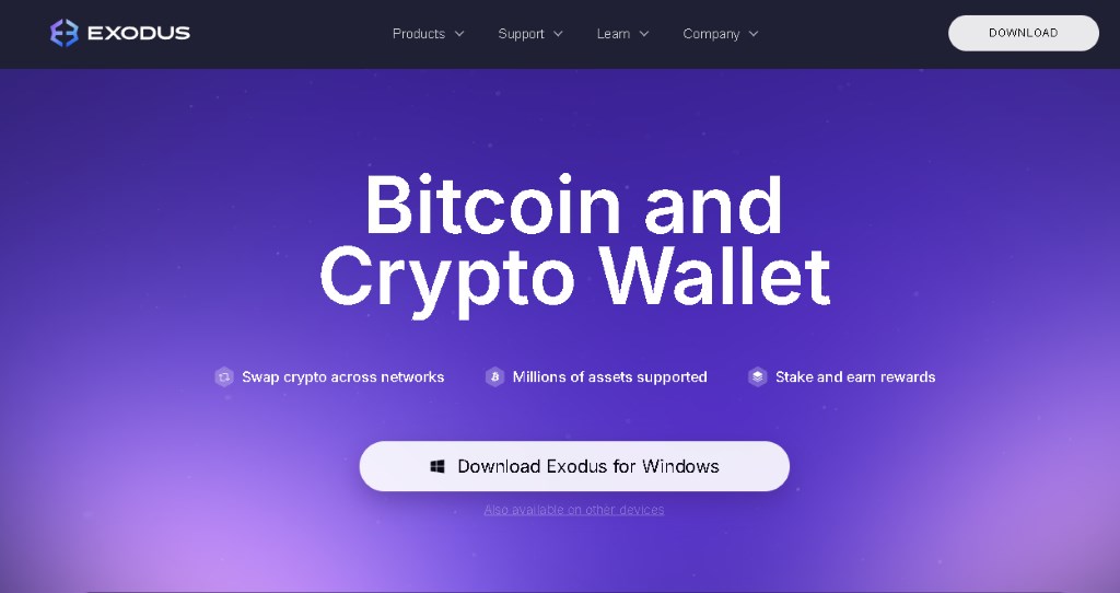 Exodus Wallet 功能丰富的加密货币钱包